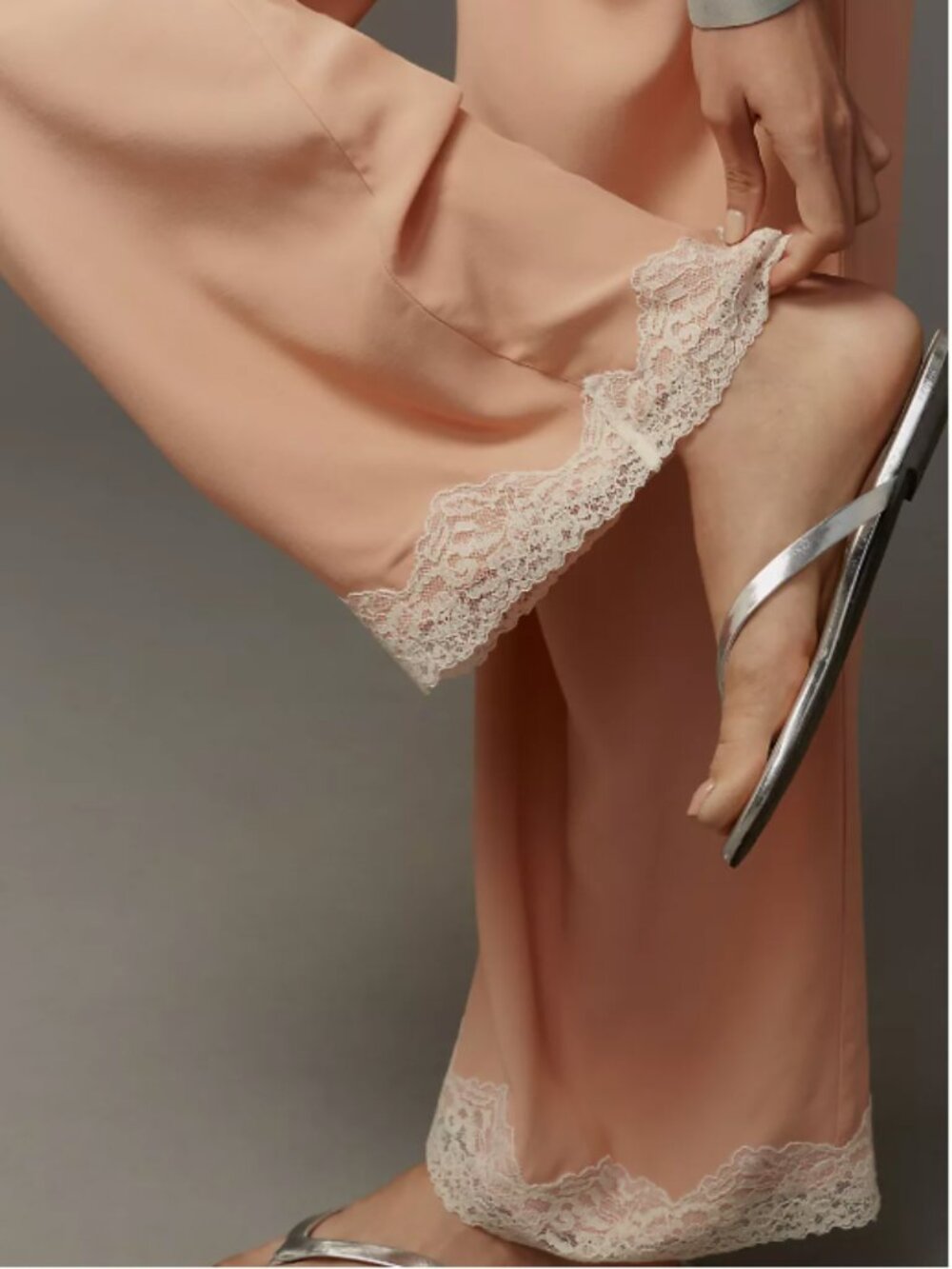 By Anthropologie Lace-Trim Silky Pull-On Pants - Picture 3 of 3